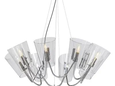 Dulcet 8 modern chandelier with clear glass shades 3D model