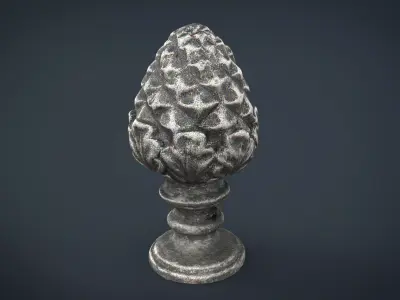 Concrete pinecone ornaments Low-poly 3D model