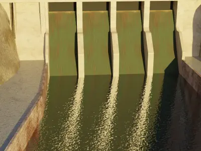 Dam - Low Poly - Game Ready - PBR hydroelectric Low-poly 3D model