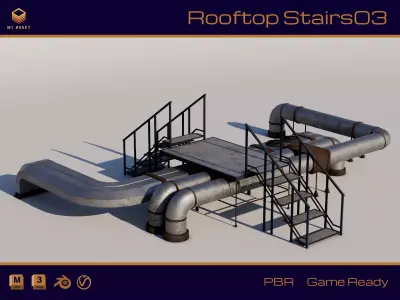 Rooftop Stairs 03 Low-poly 3D model