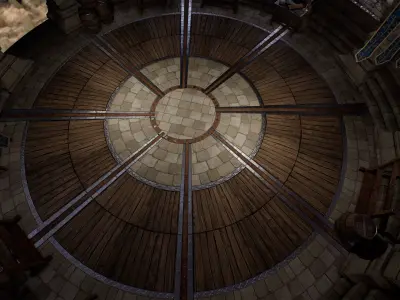 Medieval Wood Stone Floor Low Poly Game Ready Low-poly 3D model