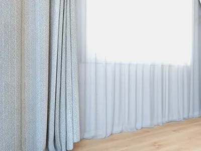 Curtains 19  Curtains with Tulle 3D model