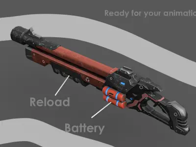 Low Poly Sci-Fi Shotgun Low-poly 3D model
