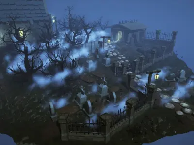 Stylized Graveyard Environment Modular Pack 3D model