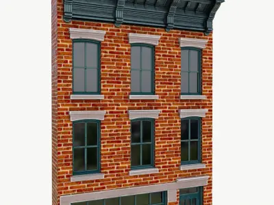 LowPoly FACADE West Village Townhouse 2 Low-poly 3D model