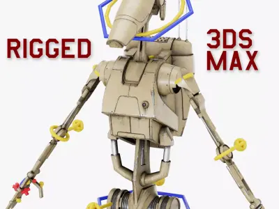 Star Wars Battle Droid Rigged Low-poly 3D model