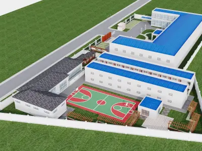 Modern School Campus with Dormitories 3D model