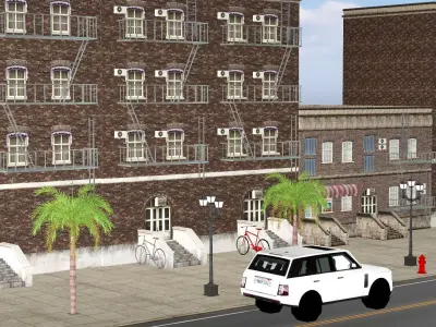 New York Modern City P2 Street Scene 3D Model Low-poly 3D model