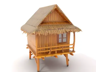 Bamboo Hut Rustic model pack Low-poly 3D model