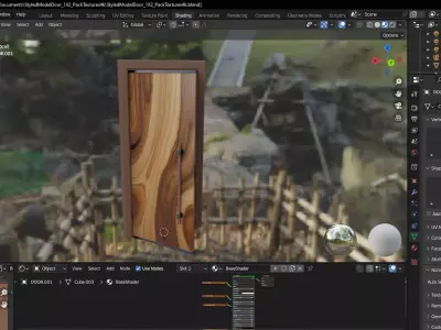 Modern Styled Wooden Door 4K PBR Low-poly 3D model