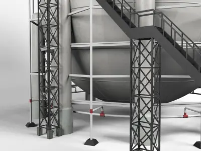 Oil Tank Industrial Sphere  Low-poly 3D model