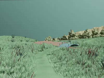 Anime grass landscape 3D model