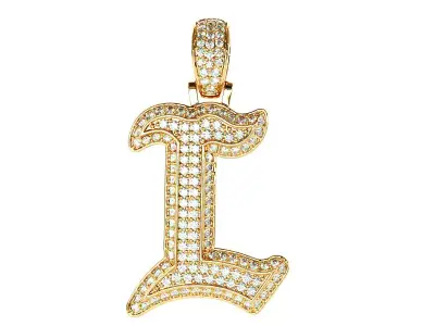 Tattoo fonts L alphabet pendent 3D print model