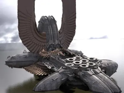 Floating Angel monolith Sci-fi Ship Landed  3D model