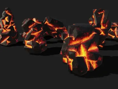 Mountain lave Rocks - PBR Pack 14 Low-poly 3D model