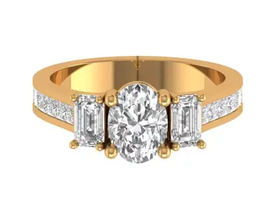 Oval Engagement Ring 3D print model shop