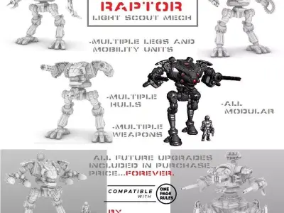 The Full Raptor - All Hulls Legs Weapons and Upgrades - FOREVER 3D print model