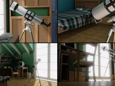 Cartoon Bedroom Low-poly 3D model