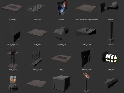 Scifi enviroment pack Low-poly 3D model