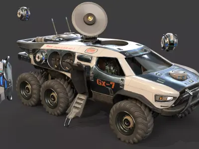 GX7 Scout Sci-Fi Exploration Vehicle with Docking Drone System 3D model