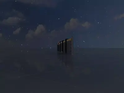 Aluminum flood barrier 1 m x 10 m Low-poly 3D model