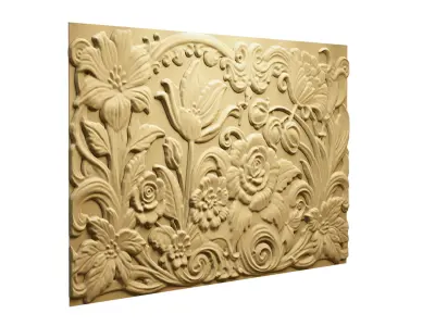 Modern Wall Panel Relief for CNC and 3D Printing 2000x1500x22mm 3D model
