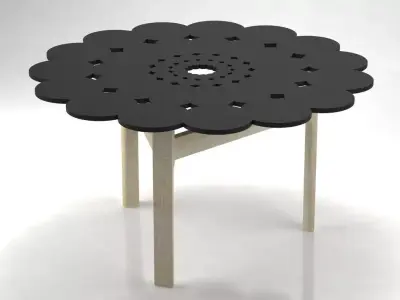 Fergana two side tables with flower on top 3D model