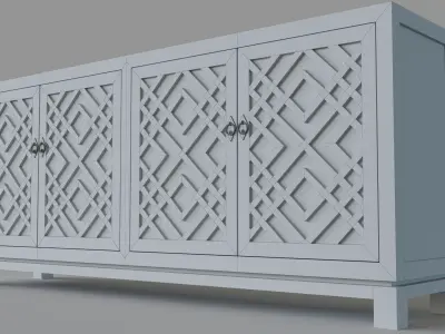 Antigua Four Door Sideboard Distressed Blue 3D model