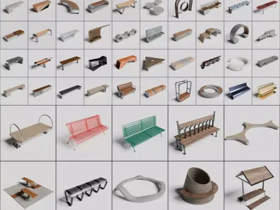 Ultimate Bench Collection Low-poly 3D model
