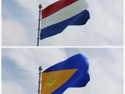 Animated Netherlands Flags 3D model
