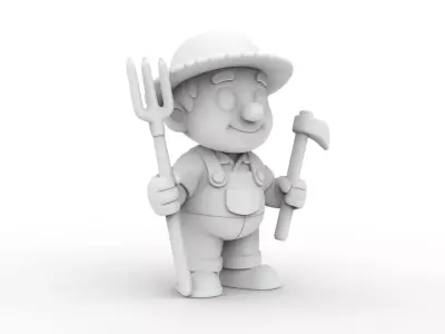 Cartoon Farmer 3D Printable 3D print model