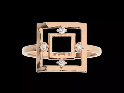 Light Minimalist Diamond Ring Earrings Pendant Set 3D print model