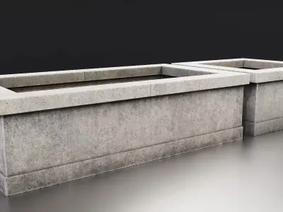 Rectangular Concrete Planter Box Set Low-poly 3D model
