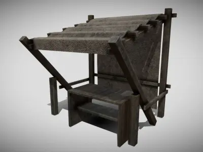 Medieval Market Stall Low-poly 3D model