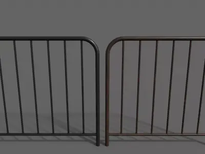 PBR Pedestrian Guard Rail Black V2 Low-poly 3D model