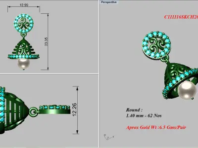 Pendants Collection indian jhumka 3D print model