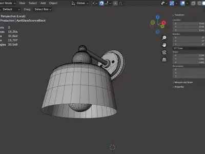 April Glass Sconce Black Low-poly 3D model