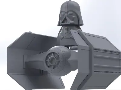 Stylized Sci Fi Commander with Starfighter 3D Model SolidWorks  3D model