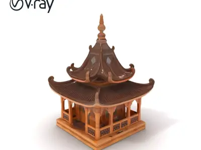 Traditional Pagoda Model Pack for Architectural Visualization Low-poly 3D model