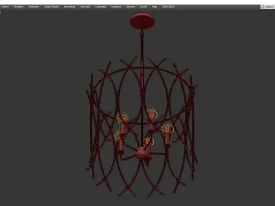 WOVEN BAMBOO CHANDELIER Low-poly 3D model