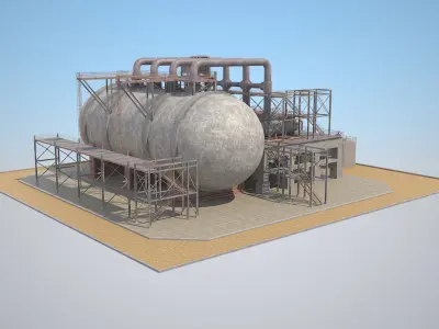 Industrial Silo 02 Low-poly 3D model