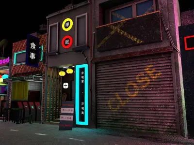 Modern Japanese alleyway 3D model