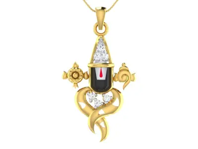 light weight yellow gold  diamond pendent -ZA PN 2142-B-GCH 118 3D print model