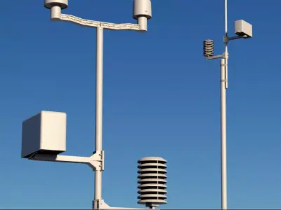 Weather meteo station device Low-poly 3D model