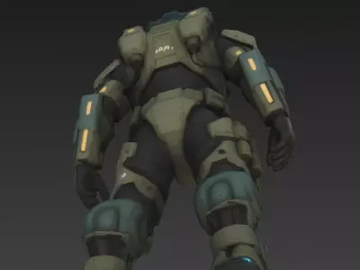 Futuristic Green Armored Soldier 3D Model Low-poly 3D model