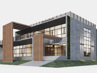 Modern villa with vertical gardening 3D model