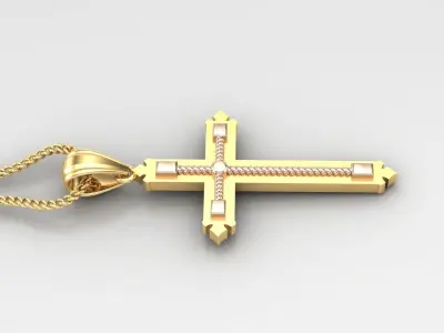 High Cross Pendant Light Gold 18K 4CP087 3D print model
