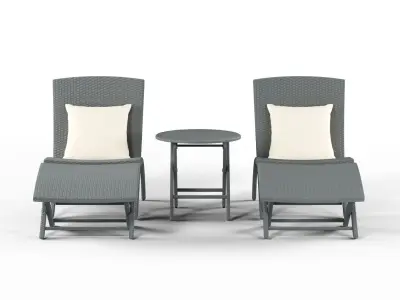  Havenside Home Plymouth Grey 5-piece Chair Table Rattan Set 3D model