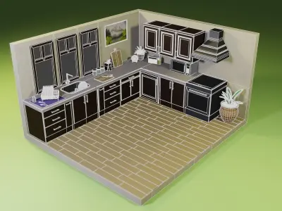 stylized kitchen Free 3D model