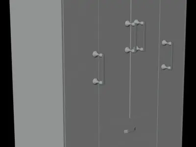 Four Door Wardrobe Low-poly 3D model